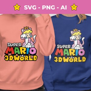 Numérique Super Mario SVG, PNG pêche chat, Mario World SVG, conception de t-shirt, Cricut, Super Mario Brothers, téléchargement immédiat