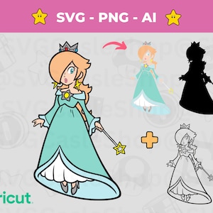 Cyfrowa Rosalina SVG Clipart, Crown SVG, Cricut, Wydrukowana Magiczna Księżniczka png, Super Mario png, Natychmiastowe pobieranie