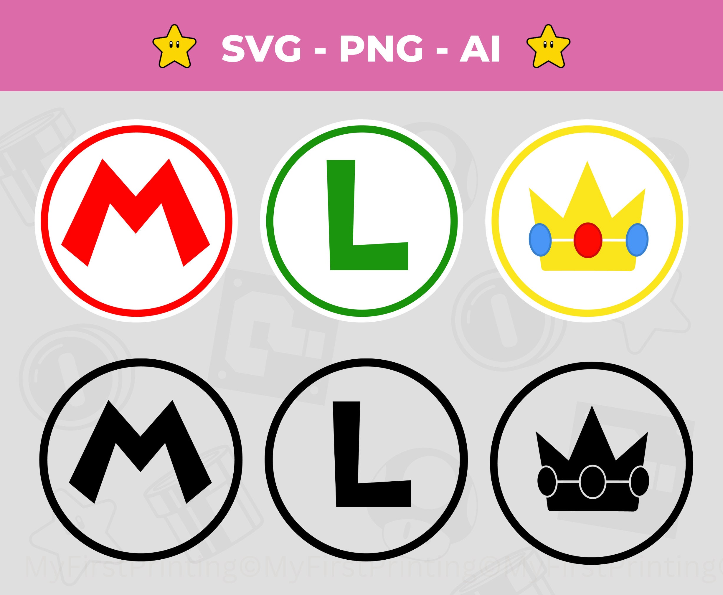 Mario Luigi and Princess Peach Logo SVG Instant Download - Etsy UK