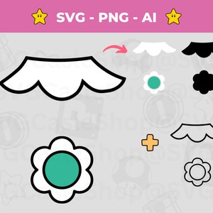 Daisy Princess Kostüm SVG PNG Vektor Sofort Download Geschichtete Dateien | Prinzessinnen-Kleid T-Shirt | Super Mario PNG | Für Silhouette & Cricut