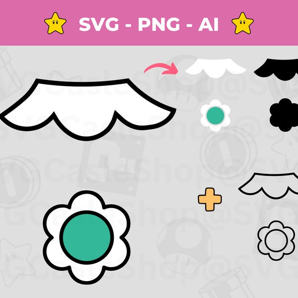 Daisy Princess Costume SVG PNG Vector Instant Download Layered Files | Princess Dress T-shirt | Super Mario PNG | For Silhouette & Cricut