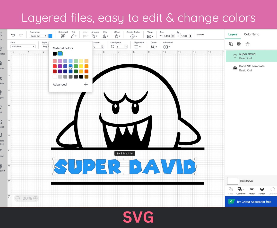 Boo Template SVG PNG: Custom Name, Mario Font (digital Download) - Etsy UK