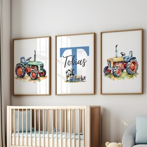 Tractor Prints Farmyard wall art tractor wall decor boys bedroom wall prints personalised tractor prints, nursery tractor