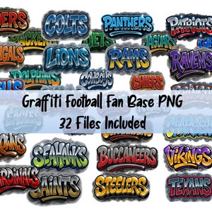 Football Team Graffiti Bundle PNG:  Football Design Digital Download