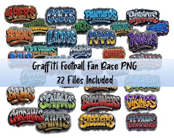 Football Team Graffiti Bundle PNG:  Football Design Digital Download