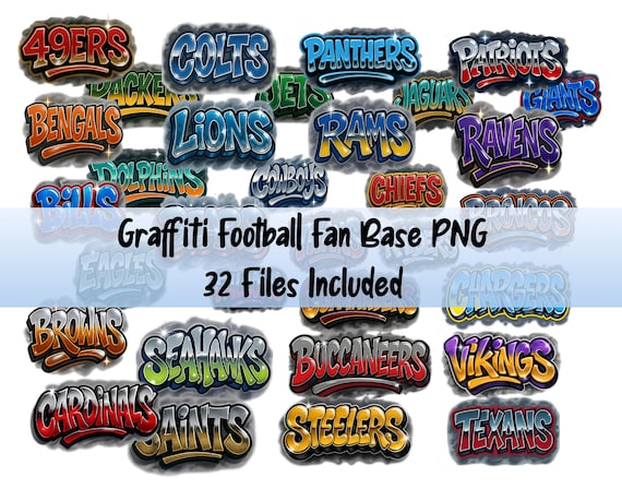 Football Team Graffiti Bundle PNG:  Football Design Digital Download