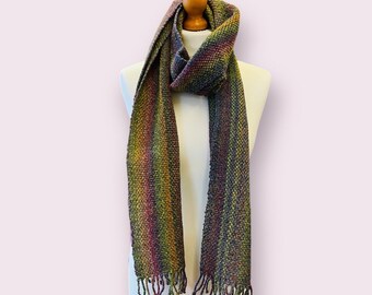 Handwoven Wool Scarf: Donegal Homespun Yarn, Rustic Irish Scarf