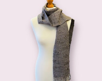 Handwoven Wool Scarf: Long Merino Fringe Scarf