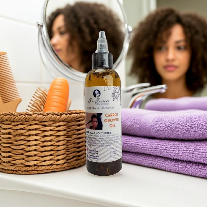 Carrot Hair Growth Oil – Scalp Stimulator with Biotin & Herbs, 2oz image 3