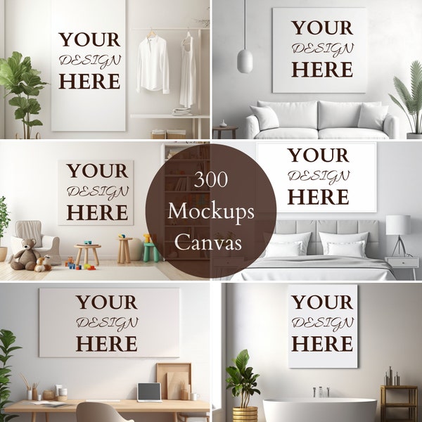 The Whole Shop Mockups, 300 Mockup Canvas/Frames Square, Horizontal,Vertical Bundle, Digital Download PNG, Commercial Use