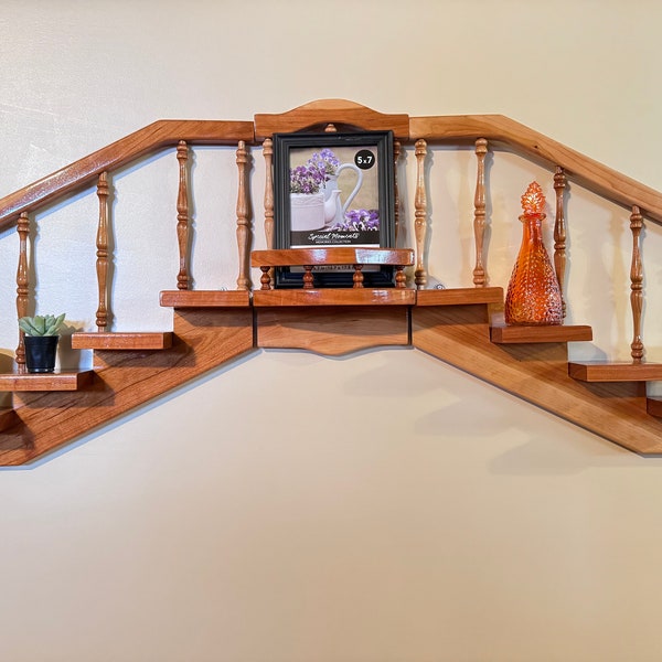 Amish Made Wood Staircase Step Shelf