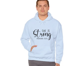 She is Strong Sweatshirt, Womens Religious Sweatshirt, Faith Sweatshirt, Christian Sweatshirt, Bible Verse, Jesus Lover