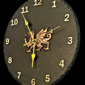 Welsh dragon slate clock