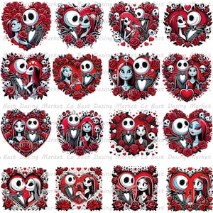 Nightmare Valentine Bundle,Horror Valentine Png Bundle,Valentine jack and sally Png Bundle, Love Valentine Png, Jack and Sally Movie Png