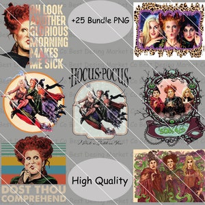 Hocus Pocu PNG Bundle, Halloween Png, Sandersonn Sisterss Png, Hocuss Pocu Halloween, Sorcières Png, Halloween Sublimation Bundle