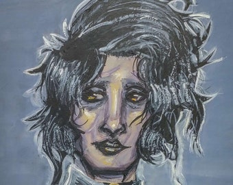 Tim Burton Inspired Edward Scissorhands Print, Goth Wall Decor, Fantasy Artwork, Halloween Gift