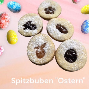 ab 100g Osterplätzchen Spitzbuben, Terrassenplätzchen 33,00/kg Ostern, Easter, Plätzchen, Gebäck, Kekse, Süsses, personalisierbar Spitzbuben Ostern