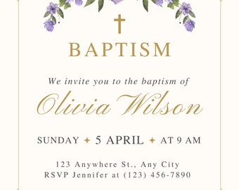 Baby Shower Invite, Baptism, Baby shower template
