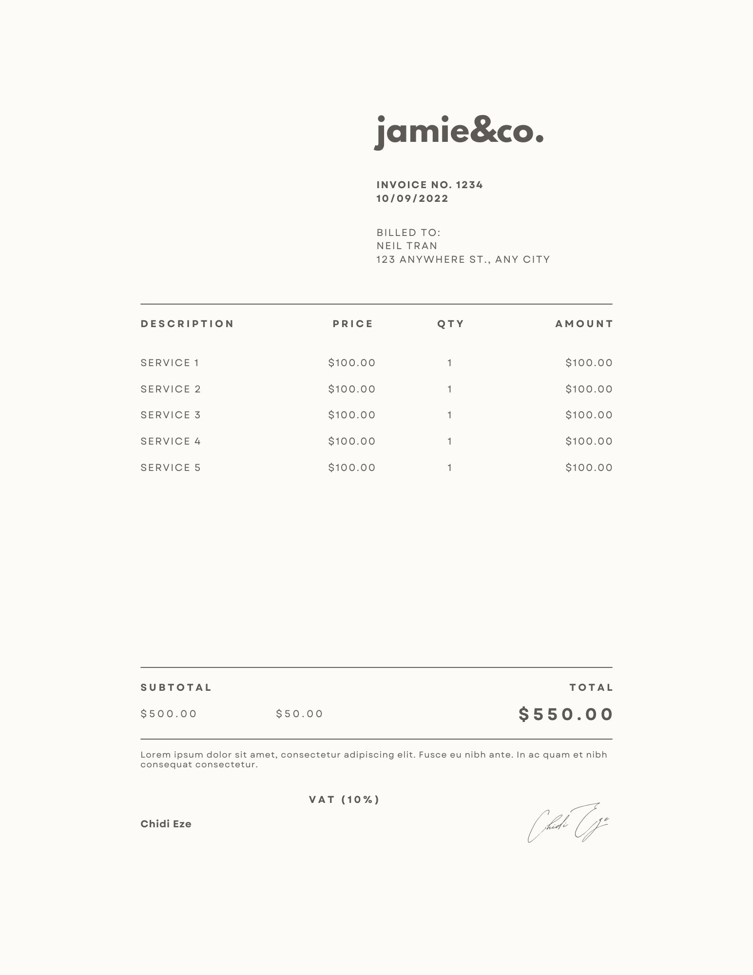 Simple and Easy Invoice template