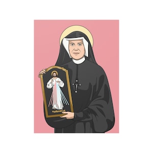 Saint Faustina Kowalska Divine Mercy Catholic Satin Posters (210gsm)