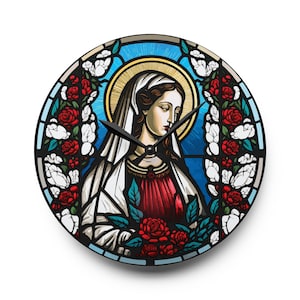 Mary Magdalene with Roses Catholic Acrylic Wall Clock