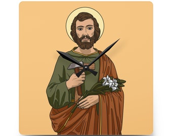 Saint Joseph the Worker Catholic Acrylic Wall Clock