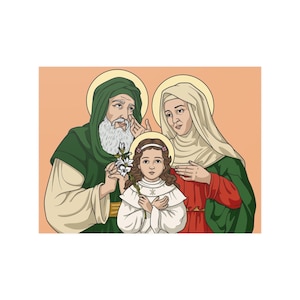 Saint Anne, Saint Joachim and the Child Virgin Mary Catholic Satin Posters (210gsm)