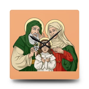 St. Anna, St.Joachim und das Kind Jungfrau Maria katholische Acryl-Wanduhr