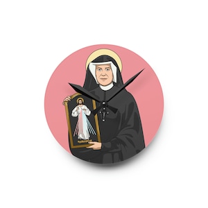 Saint Faustina Kowalska Divine Mercy Catholic Acrylic Wall Clock