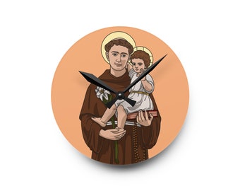 Saint Anthony of Padua and Lisbon Catholic Acrylic Wall Clock