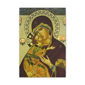 Virgin Mary and Baby Jesus Icon Catholic Orthodox Vladimir Canvas Gallery Wraps