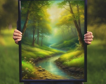 Impresión digital de naturaleza, descarga digital, arte de pared imprimible, arte de pared forestal, arte de paisaje, arte de pared de naturaleza, decoración de pared, arte de pared vintage