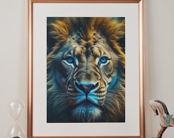 Arte de la pared del león, descarga digital, arte de la pared imprimible, impresión del león, arte del león, decoración del hogar, arte de la pared del safari, arte digital, arte colorido de la pared