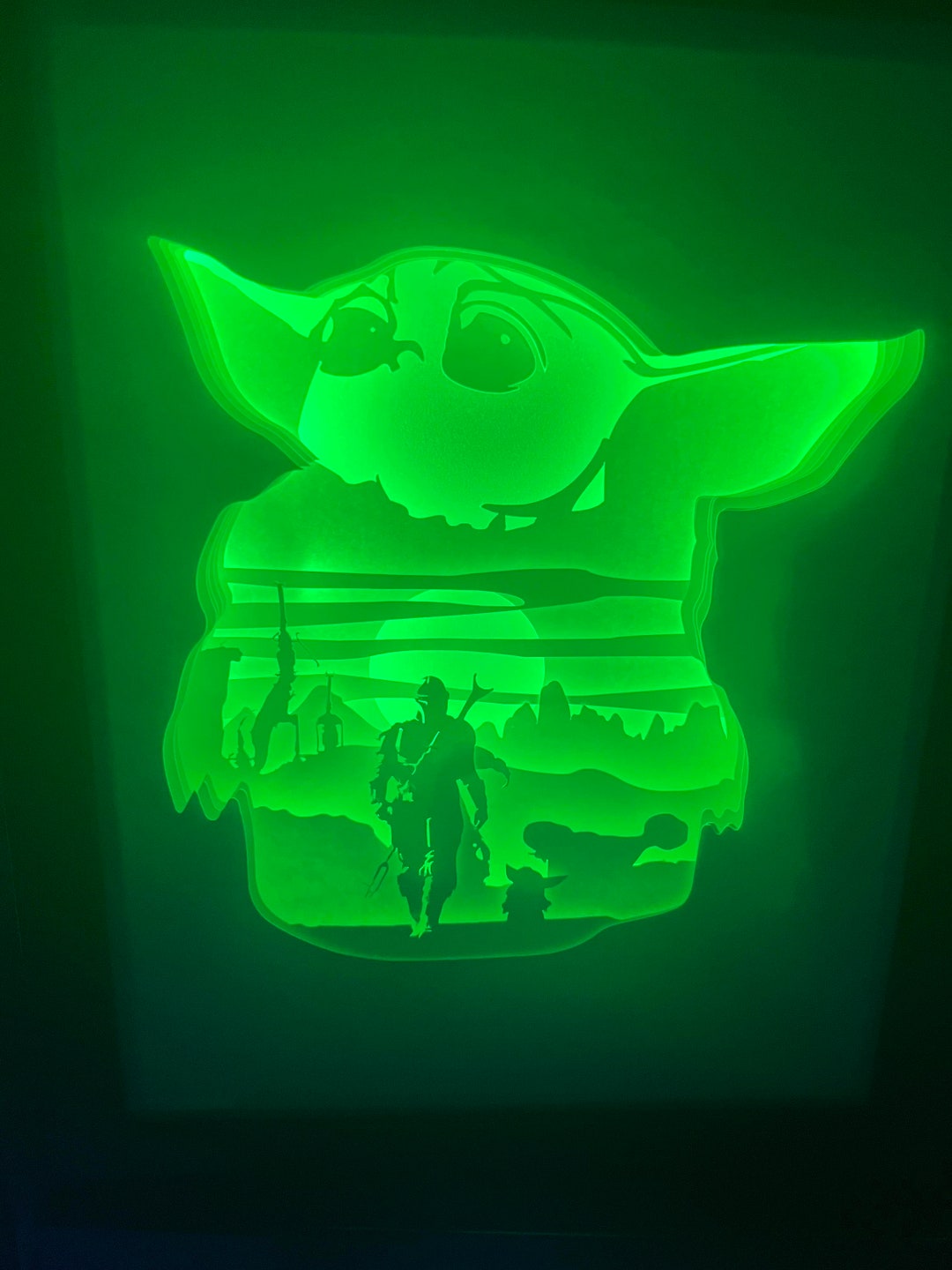 Grogu Mandalorian Baby Yoda_ 8.5 X 11in Shadow/lightbox Template_ DIY