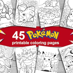 Digitales Pokemon-Malbuch für Kinder – Digitales Malbuch für Kinder – PDF-Malbuch – PDF-Pokemon-Designs – 45 Pokemon – Diy-Malbuch