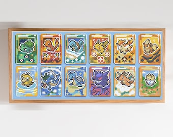 Gen 1 Mini Pokemon Card Collection - Cute Easy Beginner Cross Stitch Pattern - Digital PDF, Instant Download