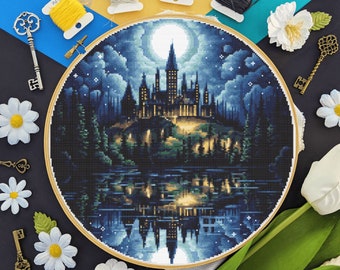 Magical Wizarding Castle Cross Stitch - Potter School - Digital PDF, Instant Download