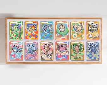 Mini collezione di carte Pokémon di seconda generazione - Simpatico schema per punto croce facile per principianti - PDF digitale, download immediato