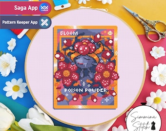 Carta Pokémon - Gloom - Simpatico e accogliente schema a punto croce floreale per videogiochi - PDF digitale, download immediato