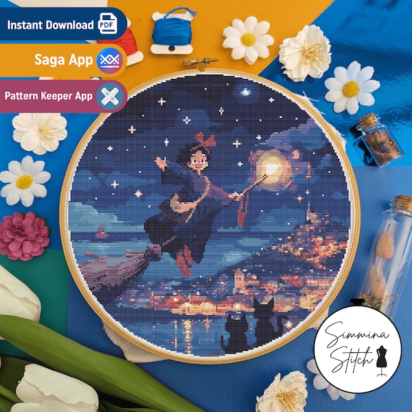 Kiki's Delivery Service Night Flight DIY - Digital PDF, Instant Download