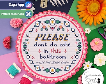 Non usare la Coca-Cola in questo schema da bagno - Punto croce divertente, sarcastico e sovversivo - PDF digitale, download immediato