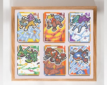 Mini Collezione di Carte Pokémon Leggendarie - Simpatico e Facile Schema a Punto Croce per Principianti - PDF Digitale, Download Immediato