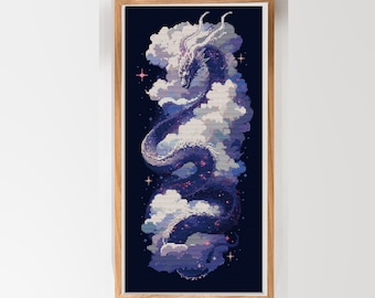 Dragon galaxie fantastique - Dragon magique de l'espace - point de croix - PDF numérique, téléchargement immédiat