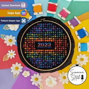 Witchy Temperature Chart Minimum and Maximum Cross Stitch Pattern - Year Tracker - Digital PDF, Instant Download