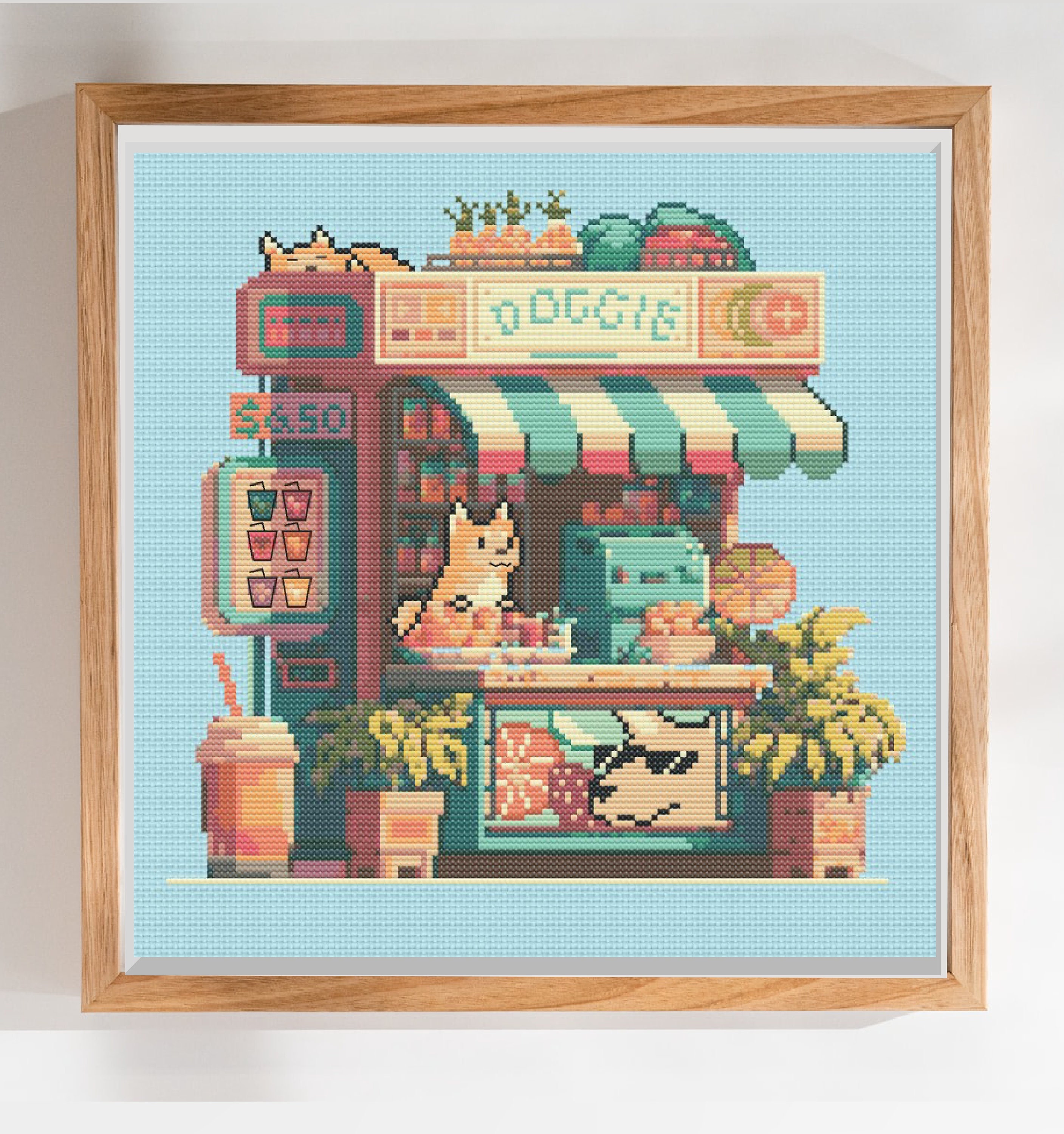 Shiba cross stitch - Etsy 日本