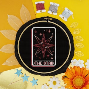 The Star Tarot Card -  Bronze Metallic Cross Stitch - Digital PDF, Instant Download