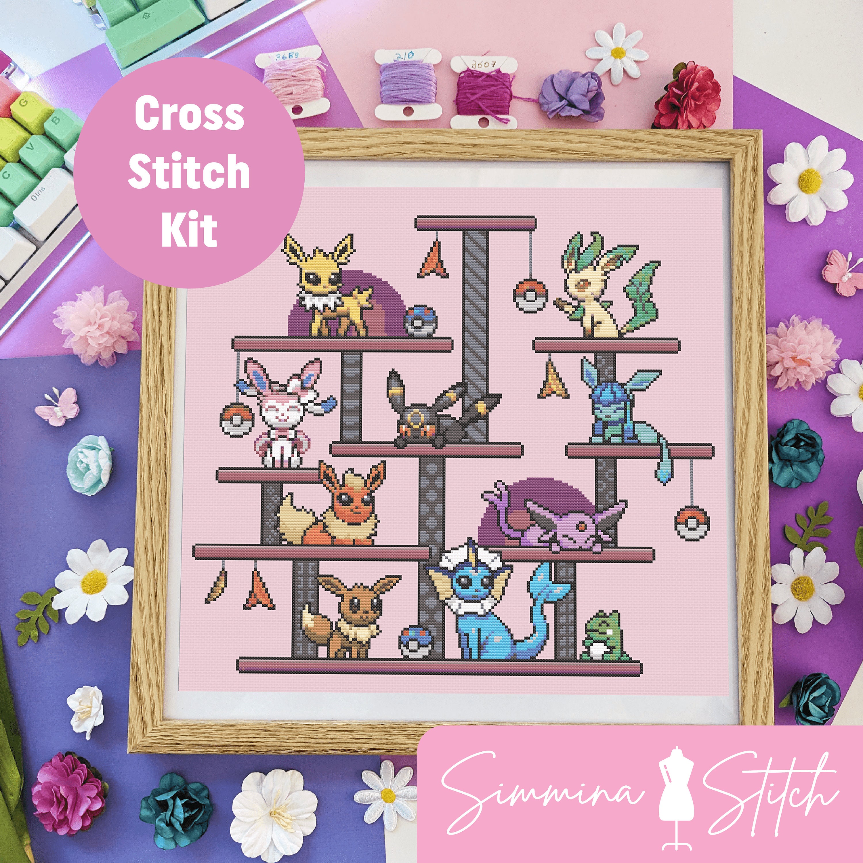 Cross stitch kit - Rainbow cross stitch kit - kids cross stitch kit - DIY beginners  cross stitch kit - Gift for Teacher - Paper Free Version