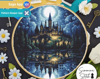 Magical Wizarding Castle Cross Stitch - Potter School - Digital PDF, Instant Download