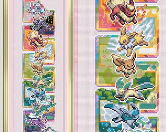 Carte Pokemon Eeveelutions - Punto croce per videogiochi moderni - PDF digitale, download immediato