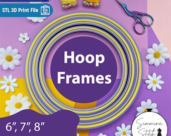 Bordered Embroidery Hoop Frame - 3D Model Digital Download - Cute Decorative Project Cross Stitch Frame
